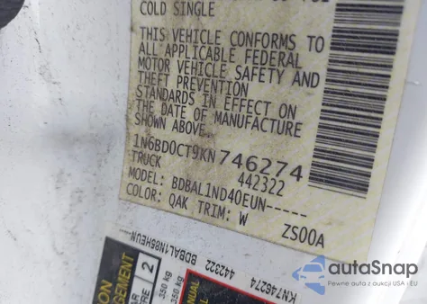 2019 Nissan Frontier S из США, поврежденный, VIN 1N6BD0CT9KN746274